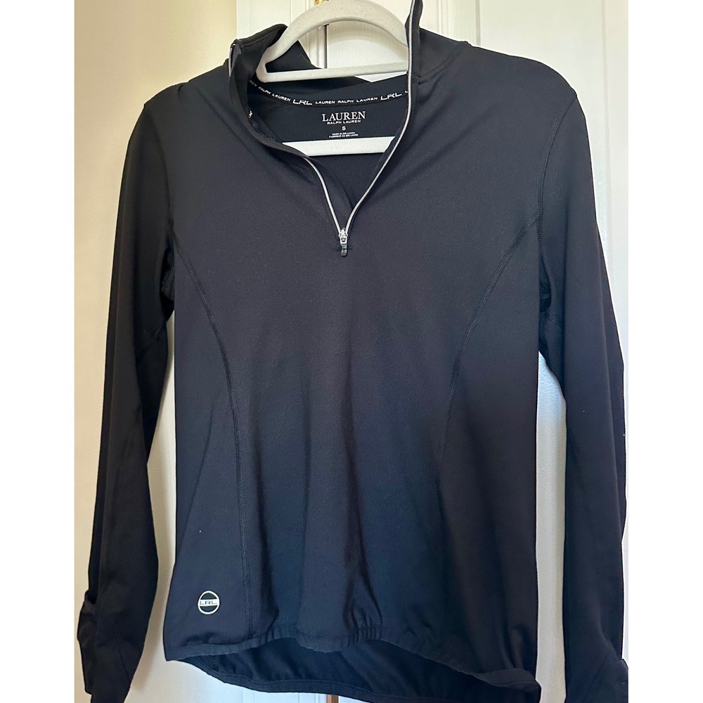 Lauren Ralph Lauren Womens Black Long Sleeve Quarter Zip Athleisure Top Size‎ S